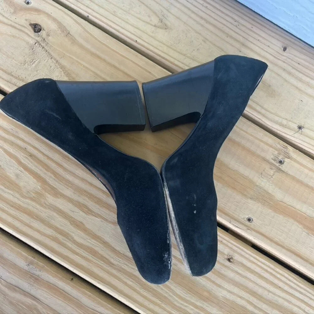 ** Acne Studios Reverse Suede Sully Block Heel Pumps Black Size 41